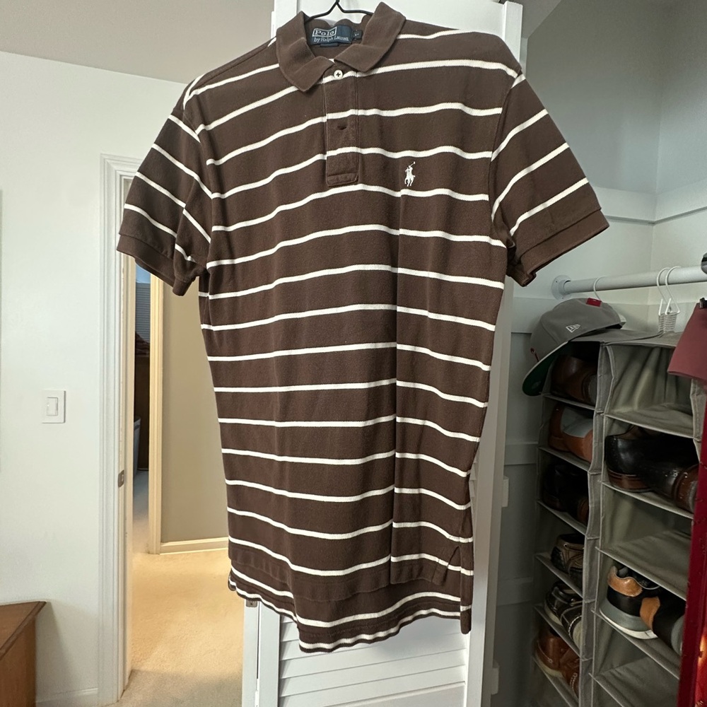 Polo by Ralph Lauren Brown and White Striped Polo Shirt